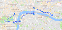 Mapa de roteiro de 1 dia em Londres